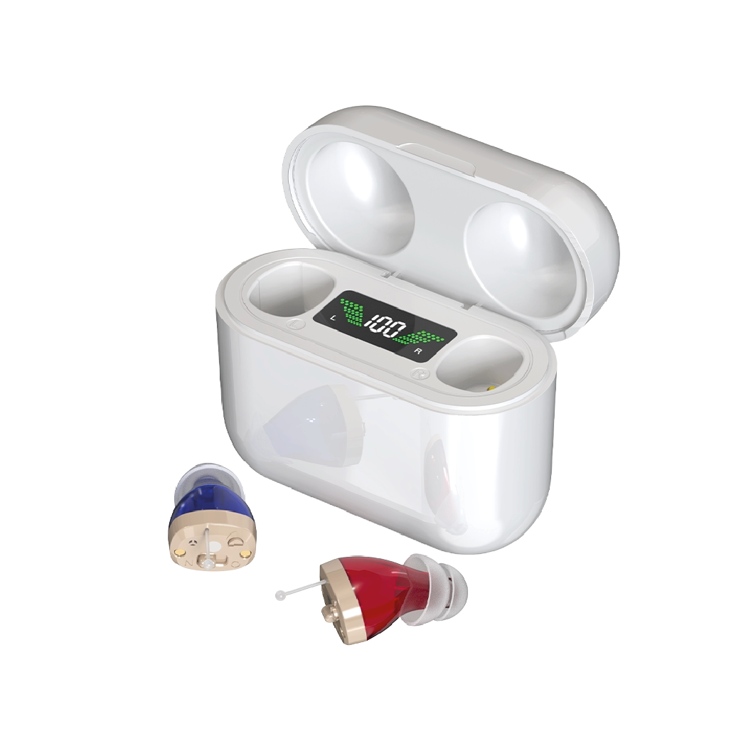 Rechargeable Invisible Hearing Amplifiers | Hearing Aids with Wireless Charging Case